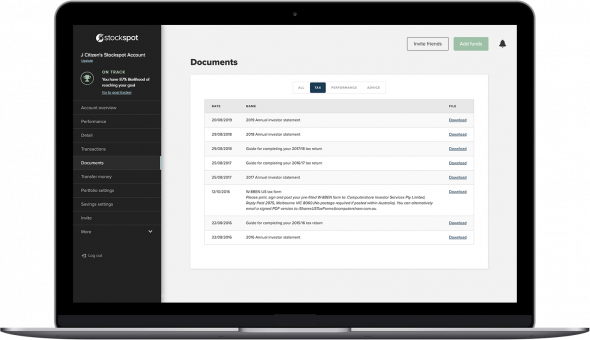 Using your investment dashboard | Stockspot